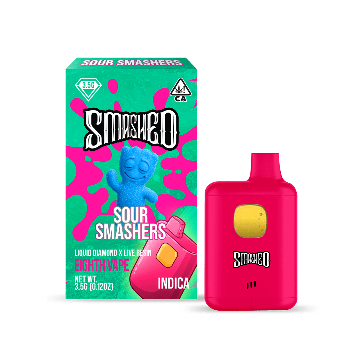 Smashed 3.5g Sour Smashers LD x LR Disposable (Indica) - Smashed Brand - 