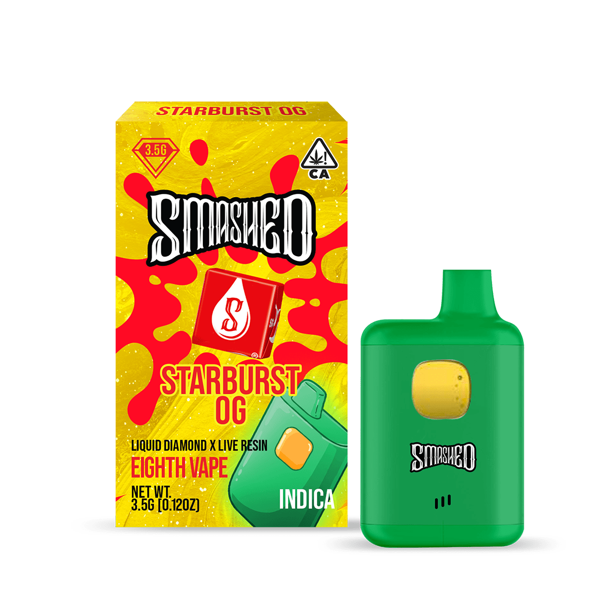 Smashed 3.5g Starburst OG LD x LR Disposable (Indica) - Smashed Brand - 