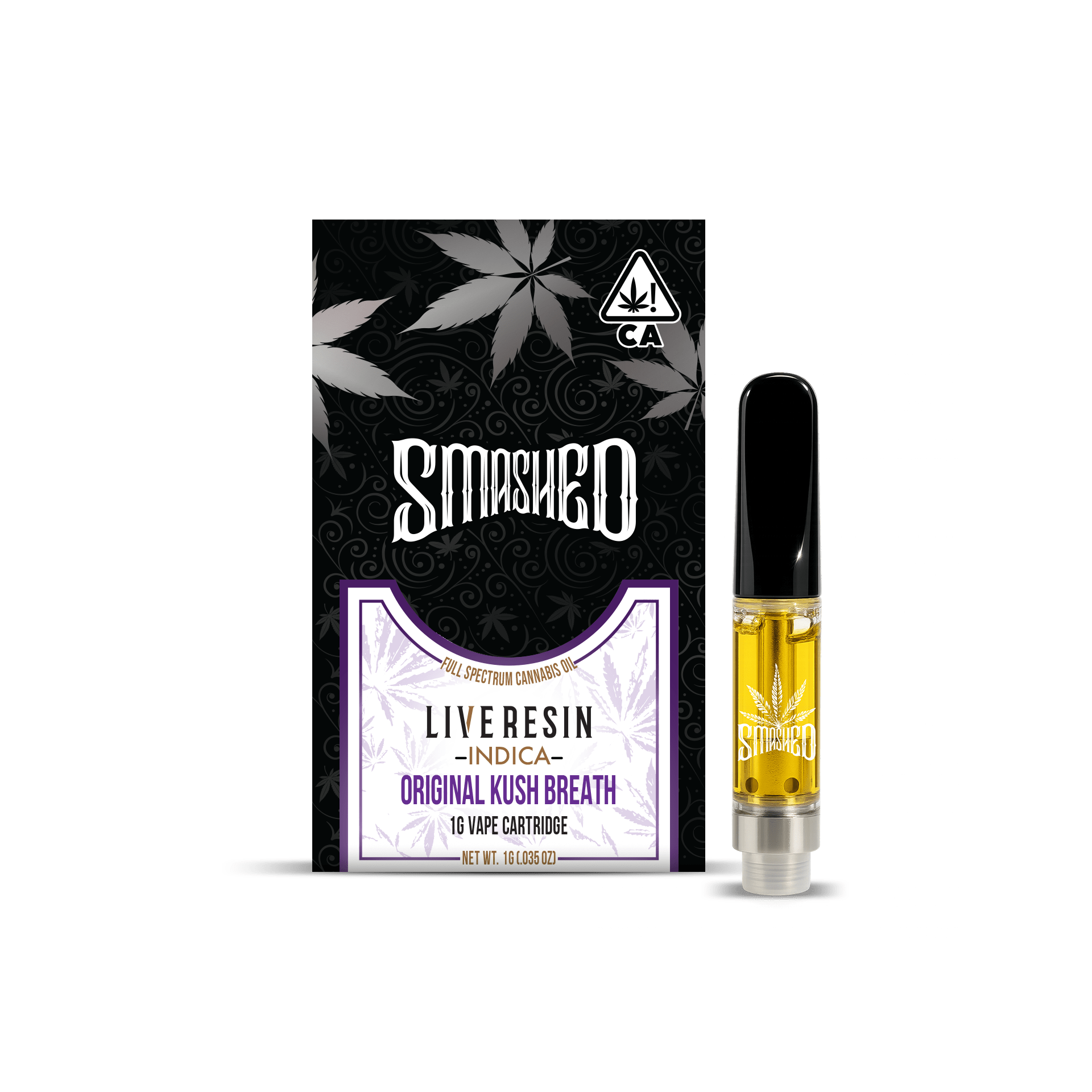 Smashed Cartridge Live Resin 1G OG Kush Breath (Indica) - Smashed Brand - 