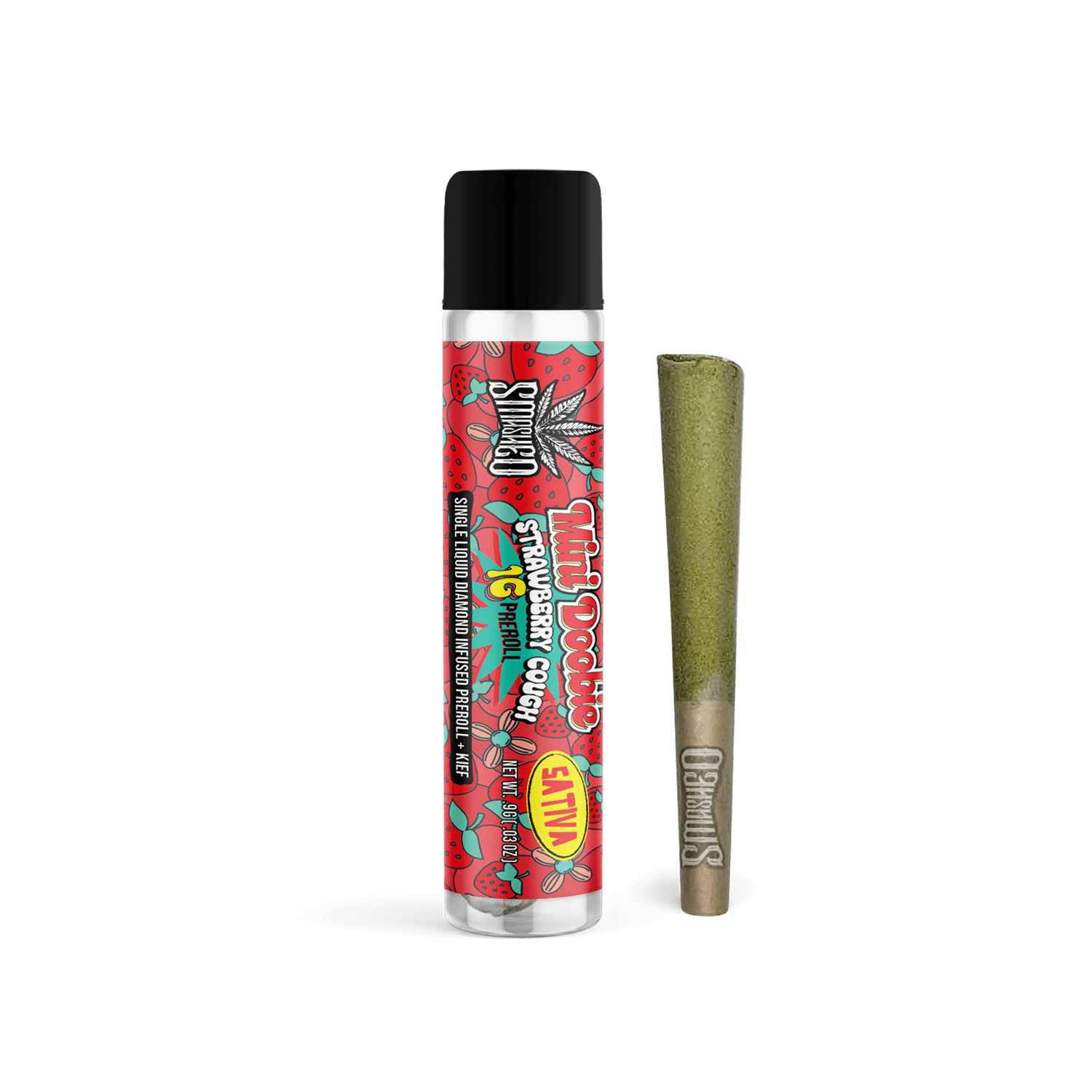 Smashed Mini Doobie Liquid Diamond Strawberry Cough Preroll (Sativa) - Smashed Brand - 